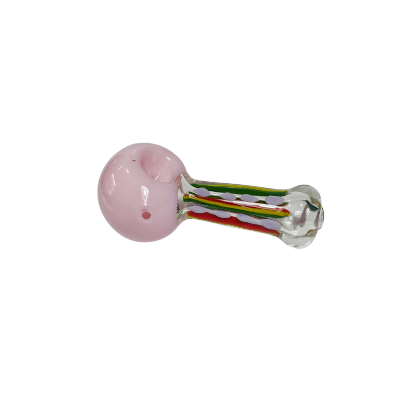 Pipa vidrio Spoon Rosa y Lineas Rasta 85