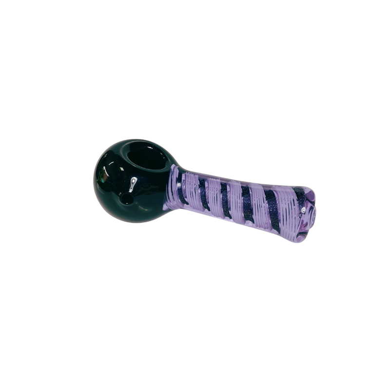 Pipa vidrio Spoon Negra y Espiral Morada 90