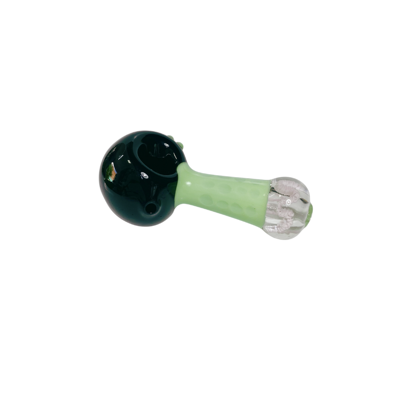 Pipa vidrio Spoon Negra Verde y Lineas Rosa 85