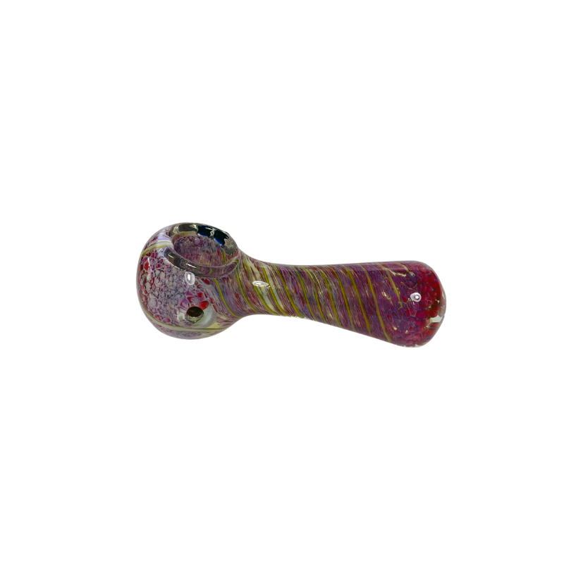 Pipa vidrio Spoon Espirales Rosas y Amarilla 80