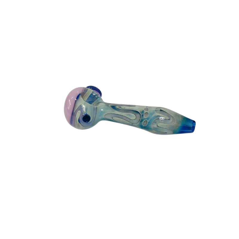 Pipa vidrio Spoon Rosa y Lineas Azules 90