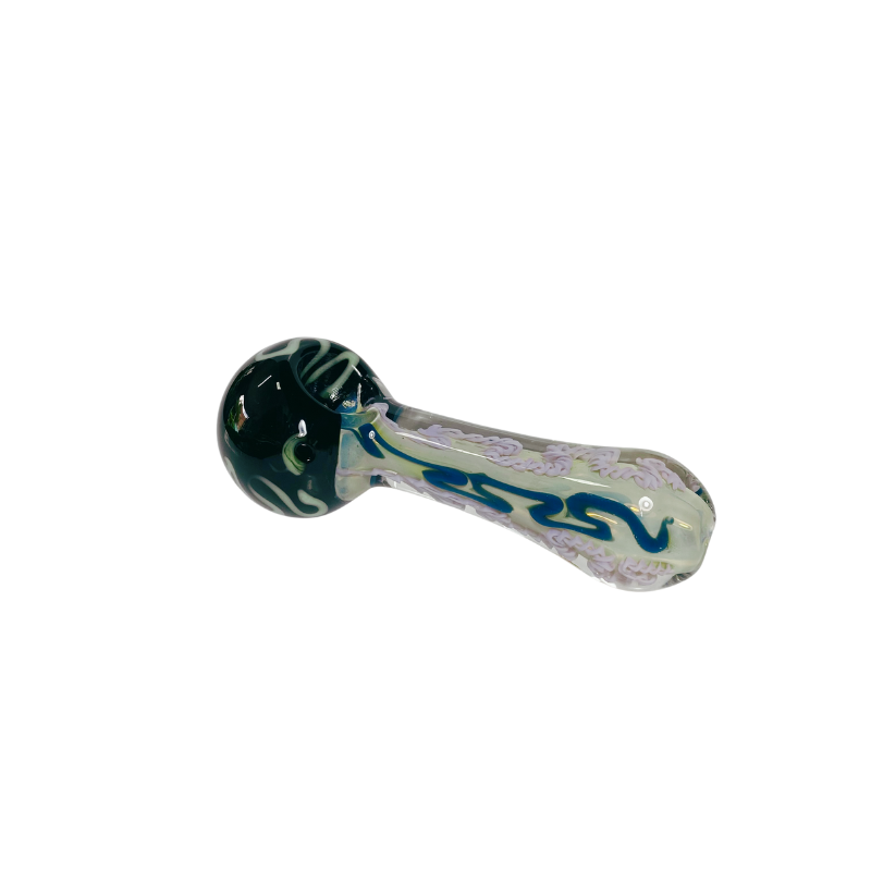 Pipa vidrio Spoon Espirales Azul Verde y Rosa 85