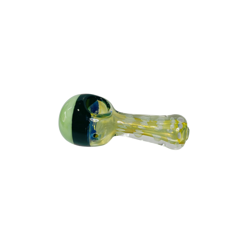 Pipa vidrio Spoon Verde Negra y Burbujas 85