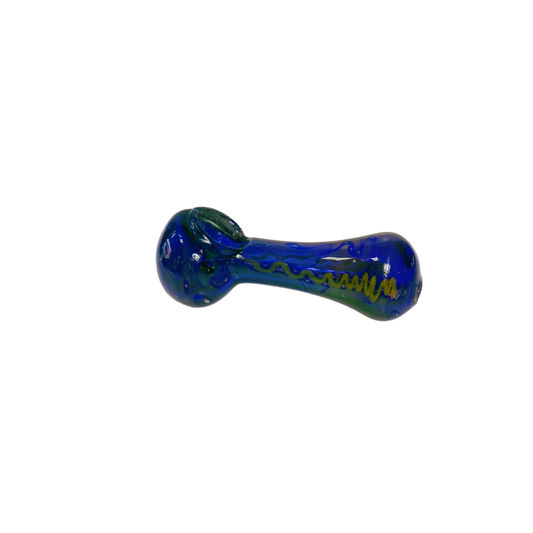 Pipa vidrio Spoon Azul y Lineas Mostaza 80