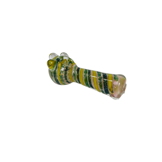 Pipa vidrio Spoon Lineas Amarillas y Verdes 80