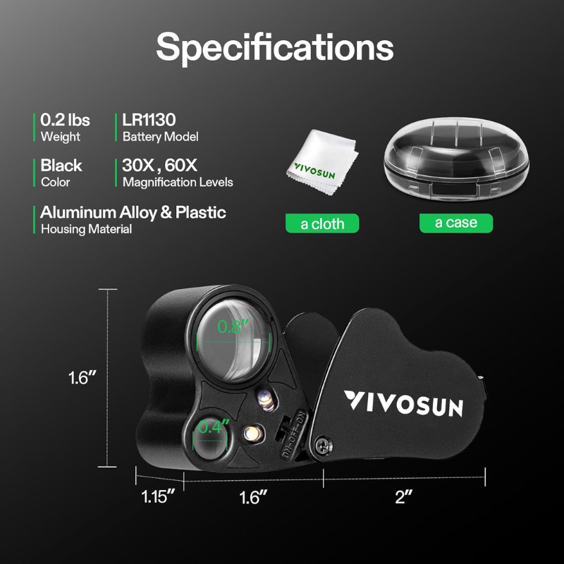 LUPA PEQUEÑA VIVOSUN + LUZ LED (DOBLE AUMENTO)