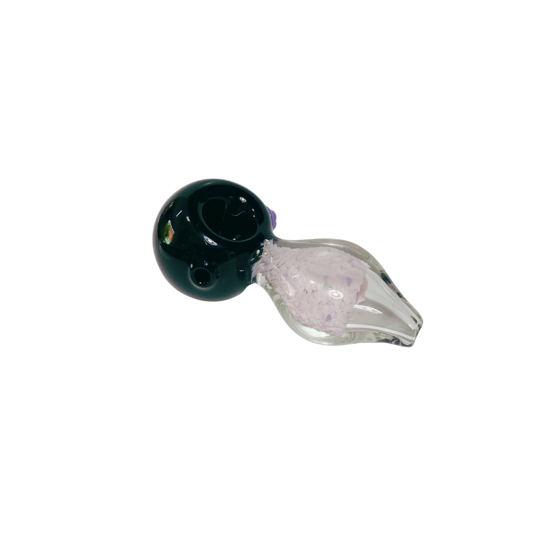 Pipa vidrio Spoon Negra y Puntos Rosa 85