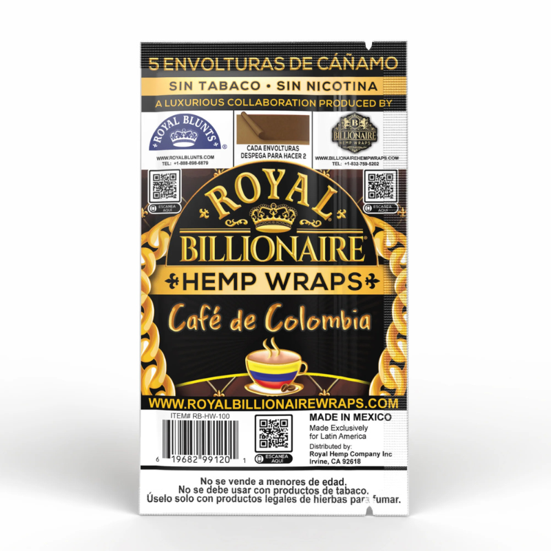 Hemp Wraps Royal Billionaire Café de Colombia